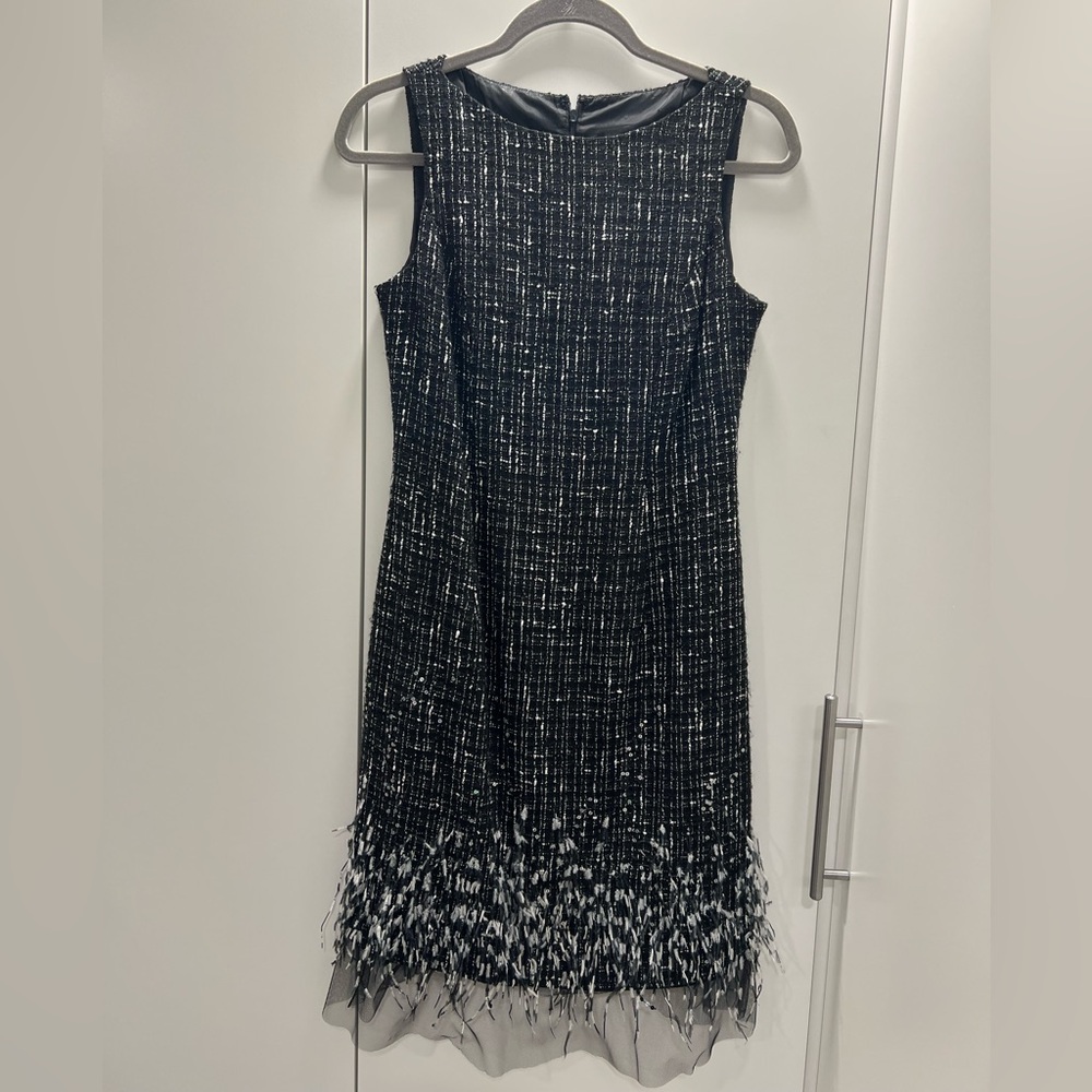 Chic Black and White Tweed Mini Dress